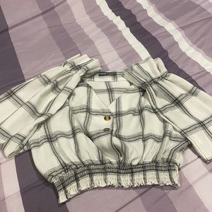 button down crop top